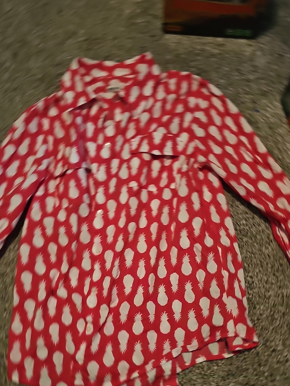 Talbots Red Pineapple Print Button-Down Shirt